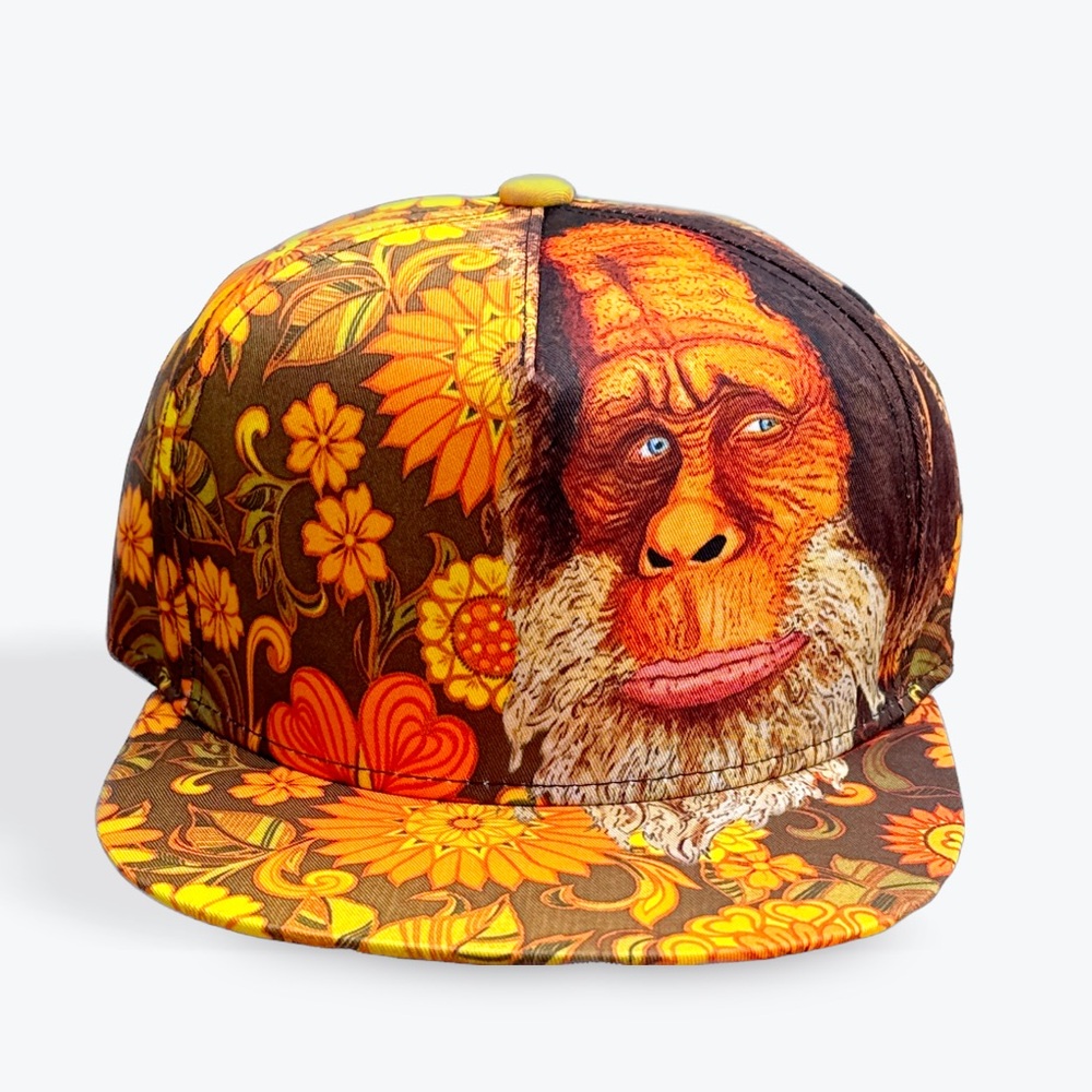 Harry & the Hendersons Vintage Floral Flat Bill Cap - Retro Bigfoot Flower Hat